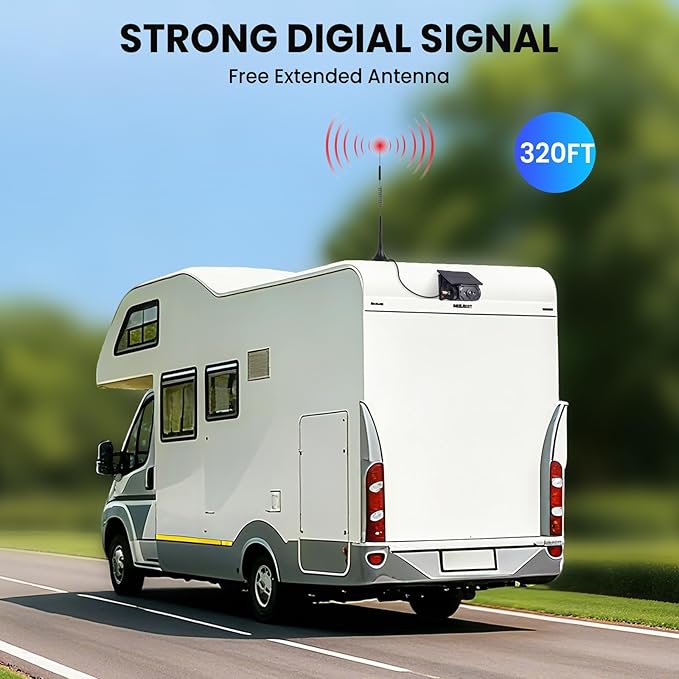 Magnetic Solar Wireless Backup Camera with 7" 1080P Monitor, 2 Backup Cam-Kit, Alarm Function, Night Vision,Easy Install, Trailer Back up Camera Systems for RV Truck Camper SUV
