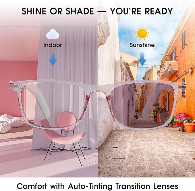 AI Glasses for Women, Bluetooth Glasses with 164 Languages Real-Time Translation, Color-Changing Lenses, Lightweight Thin Temples Free App, Stylish Wearable Tech Glass for Travel & Everyday Wear