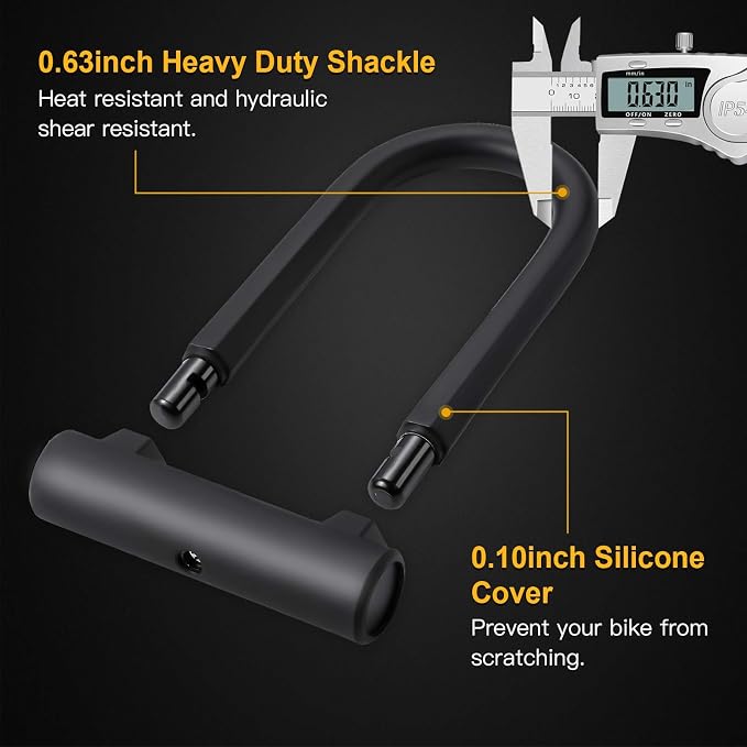 Bike U Lock Heavy Duty Bike Lock Bicycle U Lock, 16mm Shackle and 4ft/6ft Length Security Cable with Sturdy Mounting Bracket for Bicycle, Motorcycle and More
