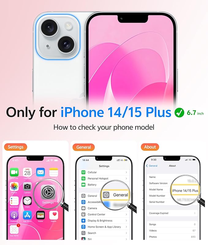 FNTCASE for iPhone 15 Plus Case: for iPhone 14 Plus Case [Compatible with Magsafe] Translucent Matte Cases with [Screen Protector] Military Grade Shockproof Protective Phone Cover - Hot Pink