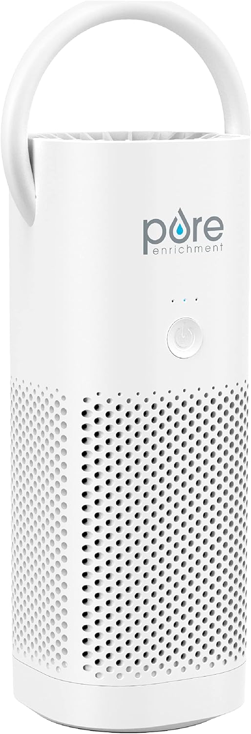 Pure Enrichment PureZone Mini Portable Air Purifier - Cordless True HEPA Filter Cleans Air & Eliminates 99.97% of Dust, Odors, & Allergens Close to You - Cars, School, & Office (White)