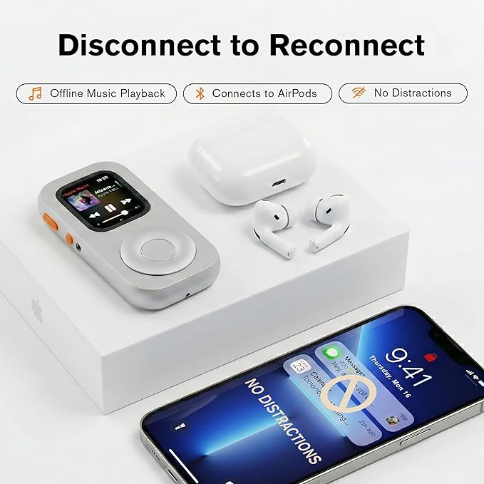 RePod Aluminum Case for Apple Watch Series S7/8/9, Transform Watch into Retro Music Player, 41mm CNC Metal Protective Cover with Functional Click Wheel (Silver)