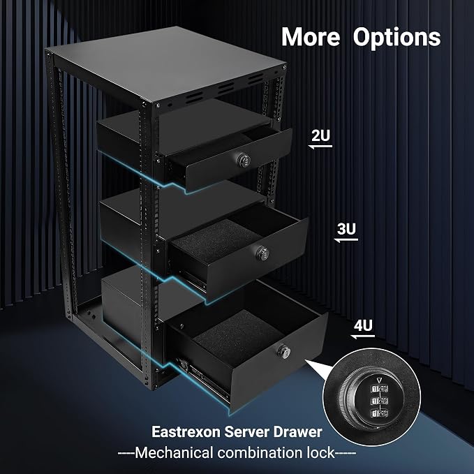 20U Server Rack w/ 2 Racks, Versatile Open Frame IT Rack - Wall-Mount, Rotate and Push w/Ease, AV Rack w/Top & Bottom Panels, Hook and Loop Straps for 19" Stereo/Data/IT/Computer Equipment