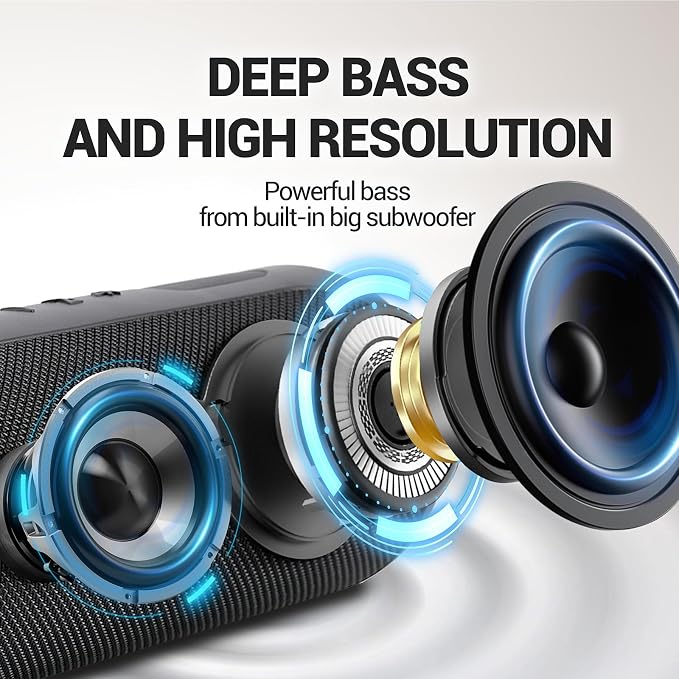 SOWO Bluetooth Shower Speaker Waterproof - Small Portable Speaker Wireless with Louder Volume and Powerful Bass - Colorful Lights and 10H Playtime - Lightweight with Carabiner and TWS