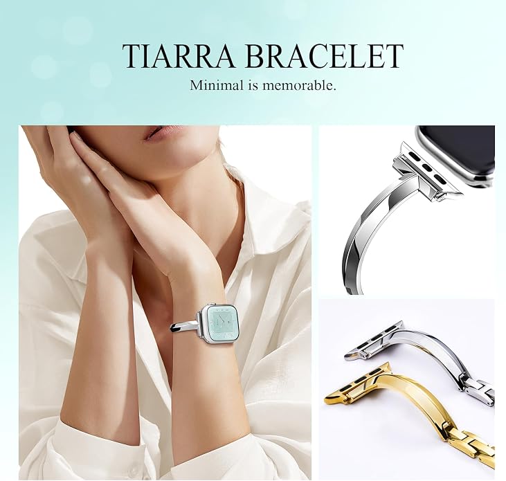 Missair Thin Band Compatible with Apple Watch 38mm 40mm 41mm 42mm 44mm 45mm 46mm 49mm for Women, Slim Bracelet Designer Dressy Stainless Steel Metal Strap for iWatch Series 11 10 9 8 7 6 5 4 SE Ultra