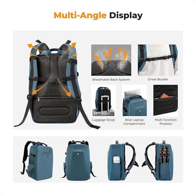 K&F CONCEPT Camera Backpack,Hardshell Photography DSLR Camera Bag with 15-15.6 Inch Laptop Compartment Hard Shell Camera Case Compatible with Canon/Nikon/Sony/DJI Mavic Drone