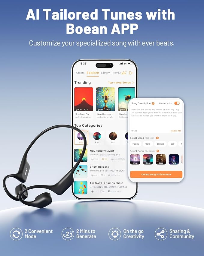 PSIER Bone Conduction Swimming Headphones with Dual Driver, IPX8 Waterproof Air Conduction Open Ear Buds MP3 Mode 32GB Memory 8H Playtime Bluetooth 6.0 Earbuds Deep Bass for Sports