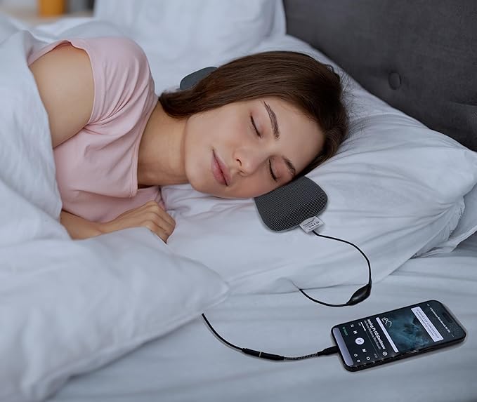 Somnus - Wired Pillow Speaker for Sleeping, Lightning & Aux Support, Sleep Headphones, Volume Control, Audio Books and Podcasts, Slumber Music Pillow, for iPhone 14-6 Series.