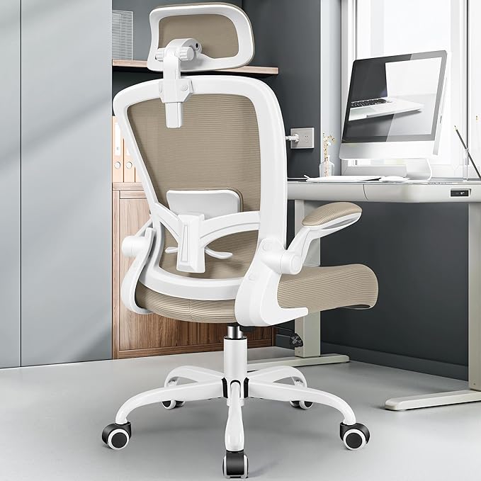 FelixKing Office Chair, Desk Chair with Adjustable Lumbar Support, Ergonomic Computer Chair with High Back and Armrest, Adjustable Height Gaming Chair Home Office Swivel Chair(Khaki)
