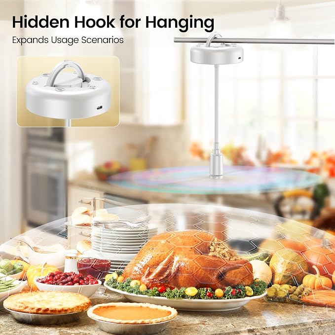 TriPole Fly Fans for Tables, 2000mAh Rechargeable Battery Operated Food Fan Lasts 20 Hrs with LED Display, Portable Fly Table Fan Indoor Outdoor for Picnic, Party, BBQ, Kitchen, Patio, 4 Pack White