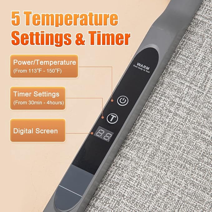 WOOLALA Electric Foot Warmer Under Desk for Office, Foldable Space Heater for Legs and Feet, Ultra Quiet Heated Foot Warmer with Top Blanket, Adjustable Temperature & Timer, Energy Efficient Design
