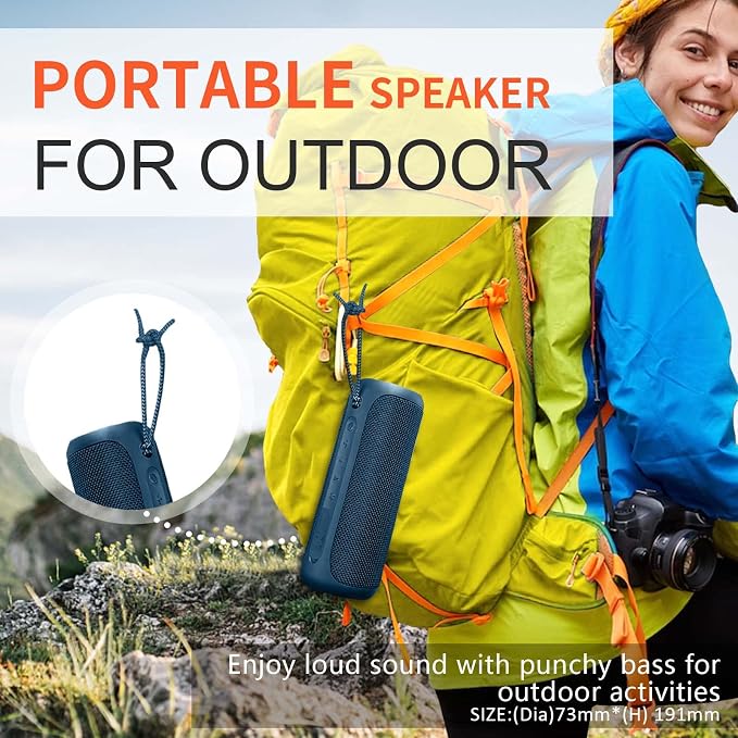 SOWO Portable Bluetooth Speaker, IPX7 Waterproof Wireless Bluetooth Speaker | Bassboom Technology, 25W Loud Stereo Sound, LED Light with TWS Pairing, 16H Playtime for Home and Outdoor -Blue