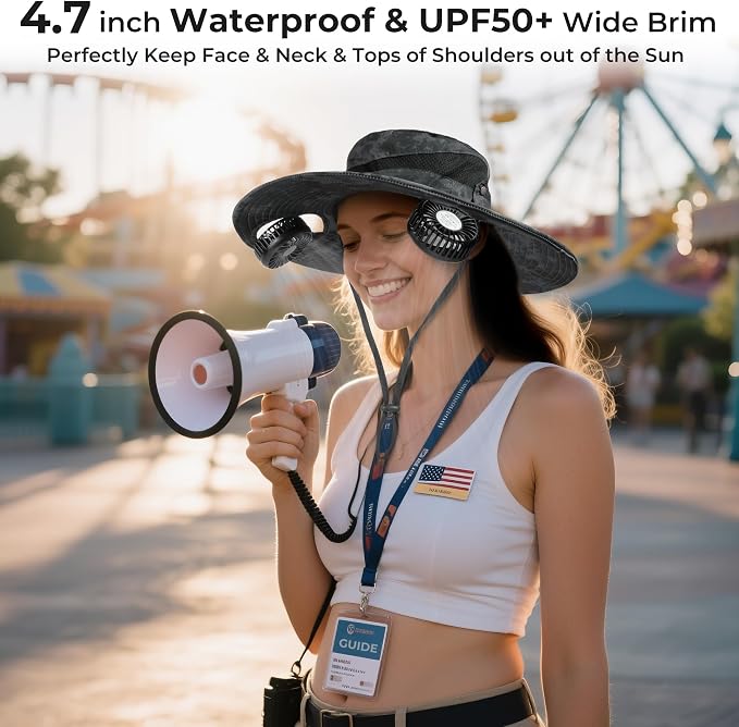AMACOOL Bucket Hat Fan, Gifts for Him Father Dad Husband, Fishing Essentials for Women Men Camping Hiking Beach Gardening