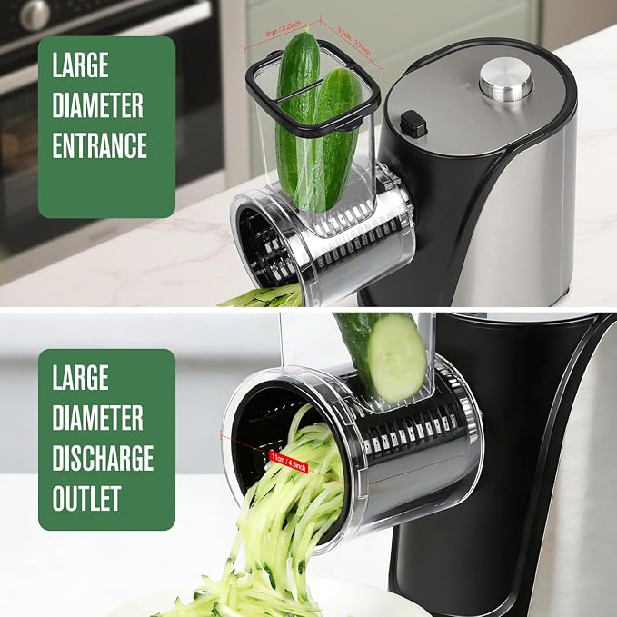 5-in-1 Electric Vegetables Chopper, 250W Cheese Grater Salad Shooter with 5 Different Blades, Kitchen Food Processor Cutter Slicer for Carrots, Potatoes, Nuts, Crackers, Salad Prep