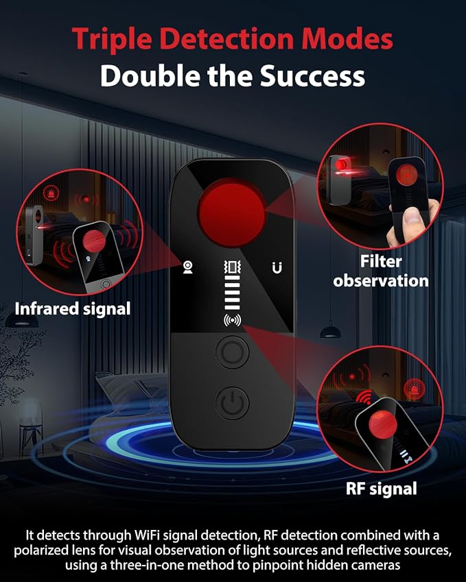 Hidden Cameras Detectors, RF Signal Detector Privacy Pen, Camera Finder Bug Scanner with 4 Sensitivity Levels, GPS Tracker for Travel Hotel Office