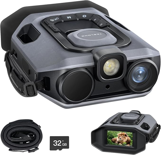 Teslong Night Vision Goggles for Adults, Night Vision Binoculars Starlight Full Color, Infrared Goggles w/ 3'' Screen, 10X Digital Zoom, 492FT Range, 5000mAh Battery NVG