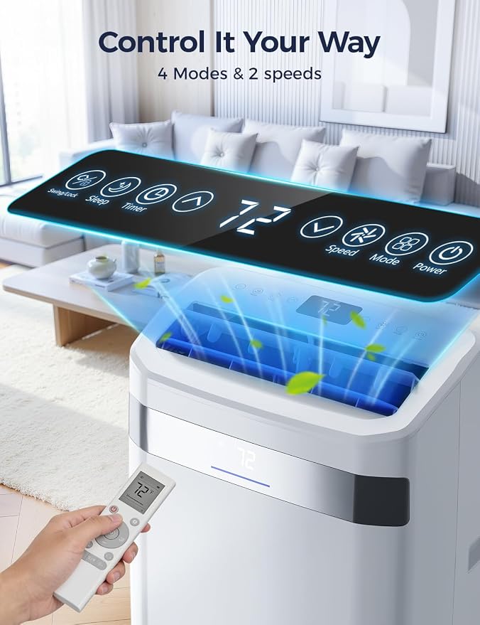 Portable Air Conditioner 14000 BTU, Cools Rooms up to 700 Sq. Ft, Portable AC Unit with Cooling, Dehumidifier & Fan Mode, Sleep, 24-Hour Timer, Remote Control, Window Installation Kit 1piece