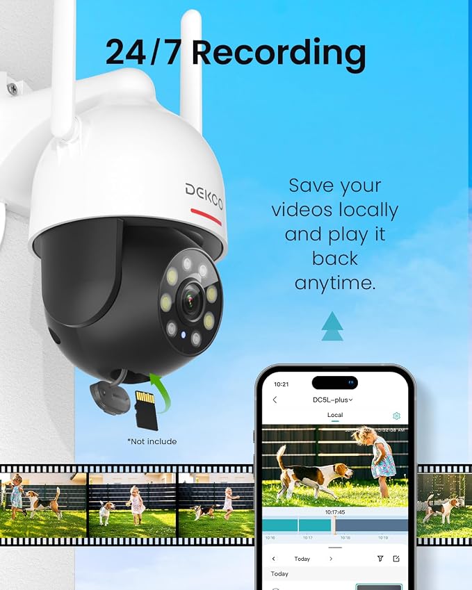 DEKCO 2K Security Camera Outdoor 2Packs, WiFi Outdoor Security Cameras Pan-Tilt 360° View, 3MP Surveillance Cameras with Motion Detection and Siren, 2-Way Audio, Full Color Night Vision, Waterproof