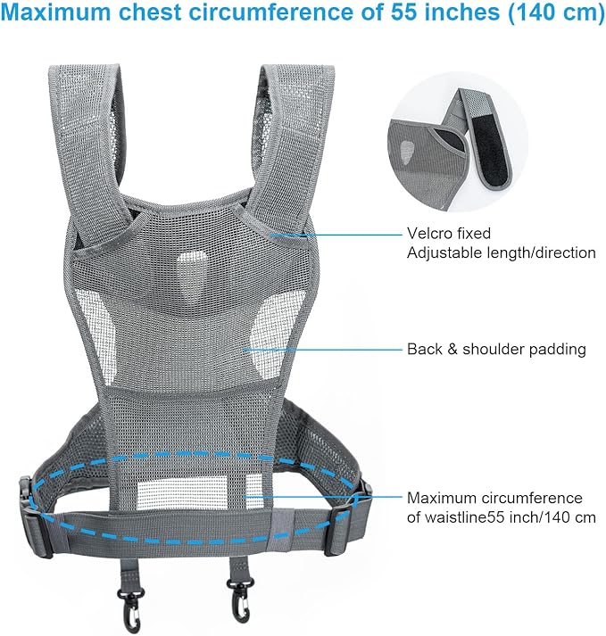 FOMITO Dual Camera Chest Harness System, Professional Photography Vest with Side Holster, Gray
