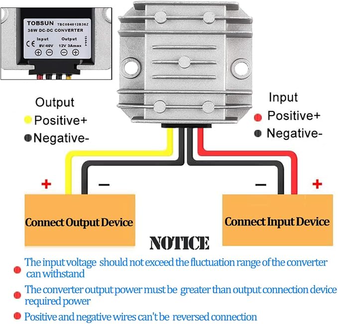 Voltage Reducer DC 8V-40V to 12V 3A 36W Automatic Buck Boost Converter Step Down Up Regulator Waterproof Module Transformer for Golf Cart Club Car