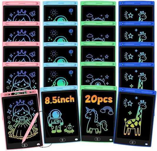 20 Pack LCD Writing Tablet for Kids, Erasable and Reusable Toddler Doodle Board in 8.5 inch, Ideal Educational Drawing Pad for Learning Toy for Ages 3-8 Gifts for Girls Boys
