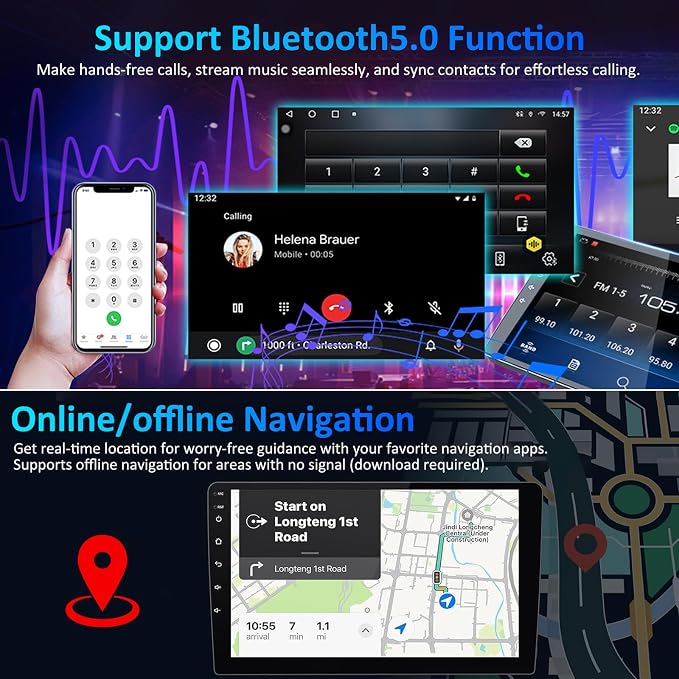 4G+64G Car Stereo for Dodge RAM 1500 Radio 2009-2012: Android 15 Car Radio Upgrade for Dodge Ram 1500 2500 3500, Wireless/Wire Carplay&Android Auto/Bluetooth/WiFi/GPS/FM SWC/Backup Camera