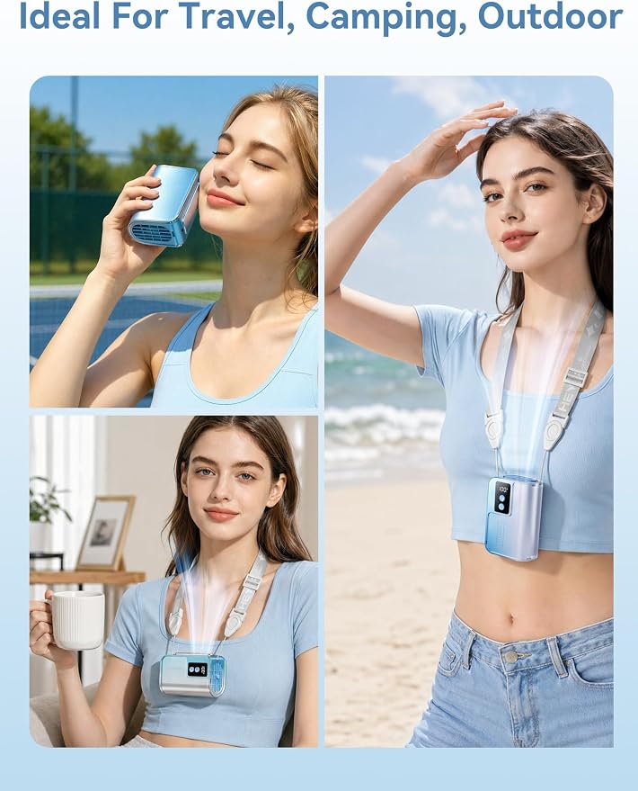 Sunoony Portable Handheld Fan with Ice Cooler, 4000mAh 100Levels Stepless Speed, 20H Long Battery Life, 20000RPM Turbo Fan Rechargeable Personal Mini Fan for Travel, Outdoor, Makeup (Blue)