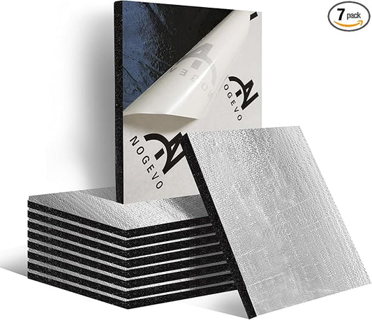 10sqft Car Sound Deadening Mat, 236mil (6mm) Closed Cell Foam & Glass Fiber, Standard DIY Kit for Doors, Floor & Trunk, Heat Insulation for Automotive Hood & Engine