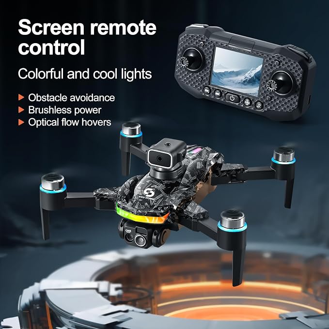 ikaufen S160 Drone with Built-in screen control, Camera for Adults RC Drone With HD Dual Camera WiFi FPV Foldable Quadcopter Aircraft +2 Battery (S160 screen control+2Batte Black1)