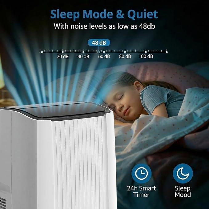 Garvee Portable Air Conditioner, 14000 BTU Portable AC Unit with Dehumidifier, Fan and Remote Control, Energy Efficient Indoor AC Conditioner for Rooms Up to 700 Sq. ft., for Bedroom