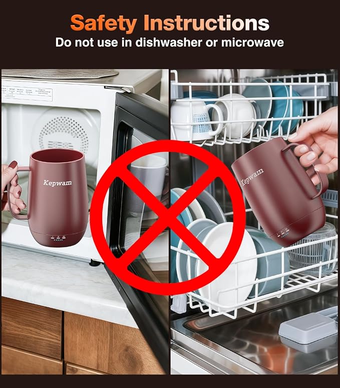 Kepwam Smart Heated Coffee Mug T2-Plus, 20oz Rechargeable Self Heating Coffee Mug with 8-Hour Battery & Temp Control, Perfect Coffee Warmer Gift for Men Women