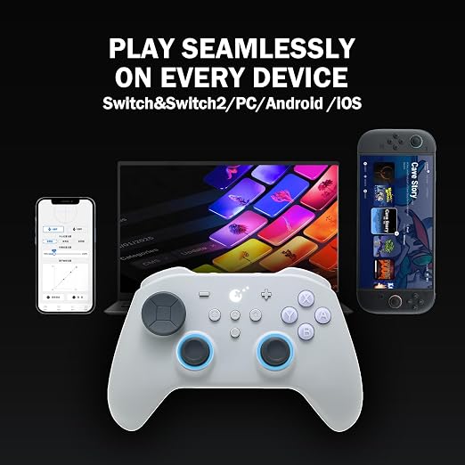 GuliKit TT MAX Bluetooth Gaming Controller for PC/Switch 2/Switch/Android/iOS, Ultra-Fast Gamepad with Adjustable TMR Joysticks, Hall & Micro Triggers, 4 Rear Paddles, Switch 1/2 Wake-Up & Multi-functional Adapter