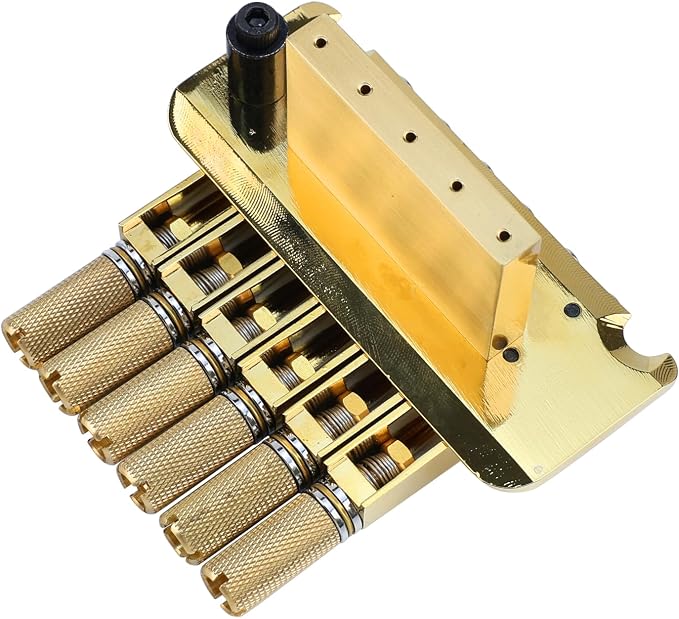 10.5mm Headless Electric Guitar Bridge Gold Brass Block Saddle Hardened Steel Plate 2 point tremolo bridge for 6 String Headless Electric Guitar Replacement parts
