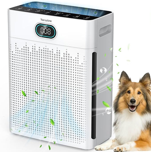Air Purifiers for Home, PM 2.5 Air Quality Monitor Cover Up to 2200 Ft² with Pet mode, Timer, H13 HEPA Air Purifier with Washable Pre-filter, Fragrance Sponge for Smoke, Odor, Dander(Black)