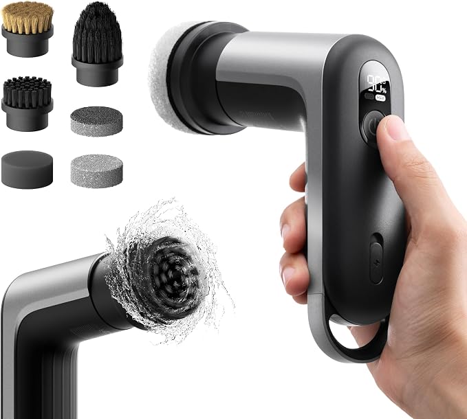 HOTO Cordless Electric Spin Scrubber, IPX7 Waterproof, for Bathroom, Kitchen, Tile, Shower, Grout, Corners