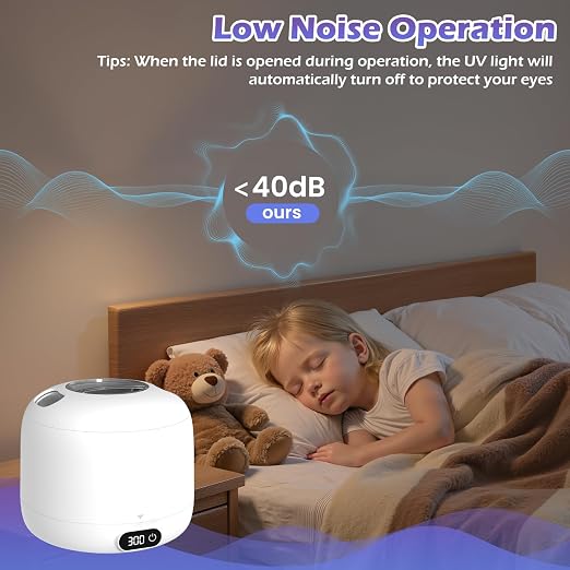 Upgraded Ultrasonic Retainer Cleaner Machine,45kHz Professional Dental Cleaning Pod with Digital Timer & 200ML Capacity,Deep Cleaning for Denture,Night Guard,Aligner,Toothbrush,Jewelry and More(White)