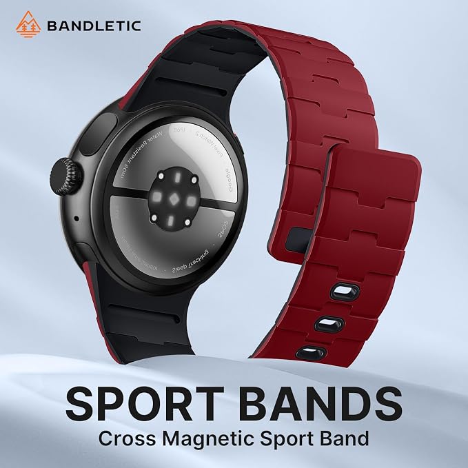 Bandletic Magnetic Silicone Bands Compatible with Google Pixel Watch 4/3 45mm Band for Women and Men, Rugged Soft Sport Strap Replacement Wristband