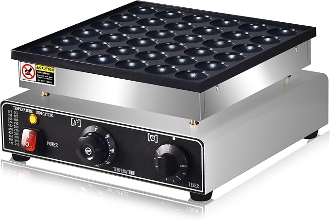 110V Commercial Mini Dutch Pancake Maker,36PCS Mini Pancake Maker Machine,Dutch Poffertjes Grill,Stainless Steel, Non stick,Breakfast，Snacks, Desserts, Restaurants, Cafes.