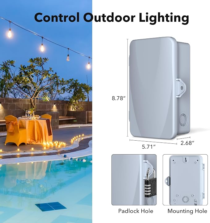 BN-LINK Pool Pump Timer Outdoor Digital Timer Box, Heavy Duty 7 Day Programmable, 2HP 40A Max, 120, 240, 277 VAC, for Pool Pump, Water Heater, Fans, SPA