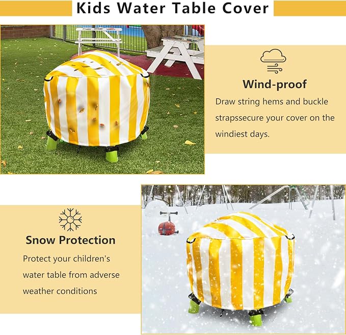 Water Table Cover Spiralin' Seas Waterpark Play Outdoor Sand Water Table Cover 34X34X18 inch-Yellow