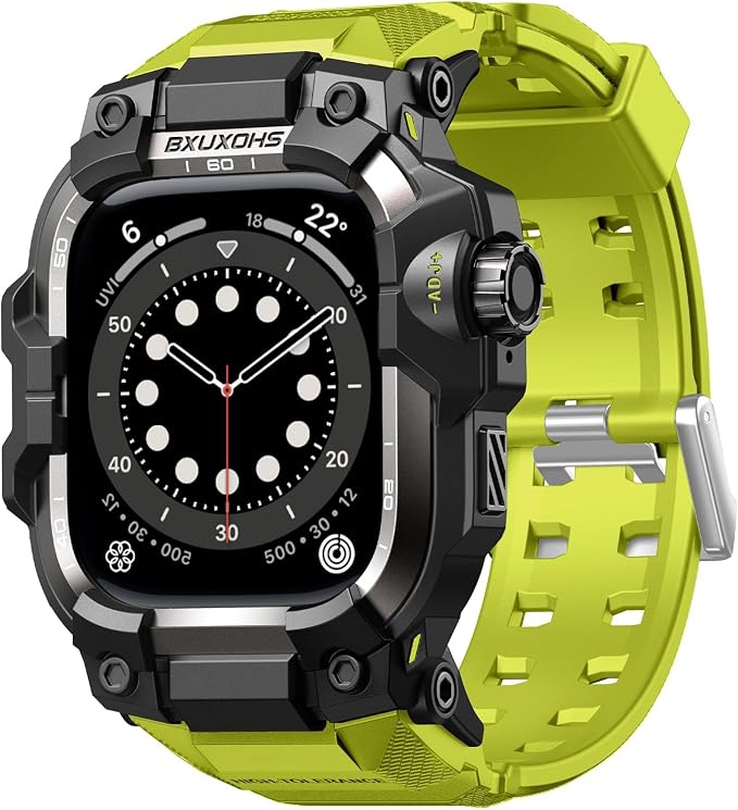 BXUXOHS Rugged Case and Band for Apple Watch 44mm Men, Compatible with Apple Watch SE 3/SE 2nd Generation/SE/Series 6/5/4, Military Grade Shockproof Bumper Cover,Tactical Band Case for iWatch 6/5/4/SE