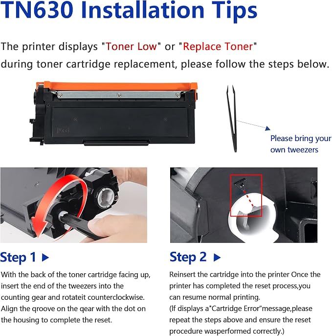 TN630 Toner Cartridge Replacement for Brother TN-630 Toner Cartridge Black High Yield Work with HL-L2300D HL-L2380DW HL-L2320D DCP-L2540DW MFC-L2700DW MFC-L2685DW 2 Pack