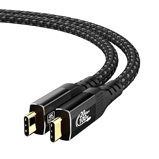 2FT Short USB C to USB C Cable Compatible with Thunderbolt 4/3, USB 3.2 Gen 2 20Gbps High Speed Data Transfer, 100w Fast Charging & 4K@120Hz USB C Video Cable for Monitor, Hub,dispaly Cord