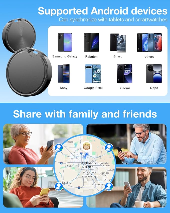 Air Tags for Android,Air Tags-2 Pack Android,Air Tracker Tags with 2 Case,2 Year Battery Life,Google Find Trackers for Google'S Find Hub App,IP65 Waterproof Luggage Tracker Tags for Keys