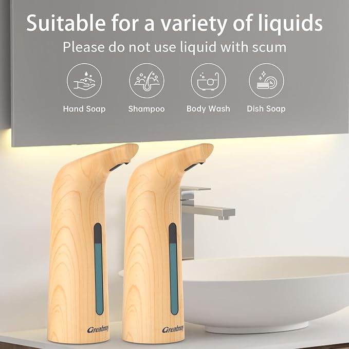 Convenient Automatic Soap Dispenser,4 Adjustable Levels Touchless Hand Sanitizer Pump, 400 ml Countertop Electric Soap Dispenser for Bathroom,Kitchen (Light Grain+Light Grain)