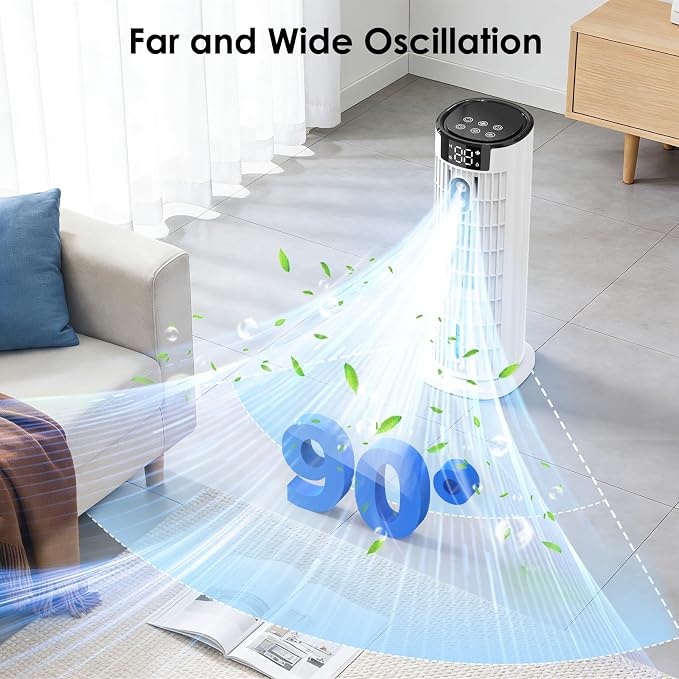 Portable Air Conditioners, 4 in 1 Evaporative Air Cooler, 1000ML Tower Fan with Remote, 3 Wind Speeds&Turbo Mode, 2 Mist,10H Timer, 90° Oscillation Portable AC for Home, Office CoamoTrail (Beige)