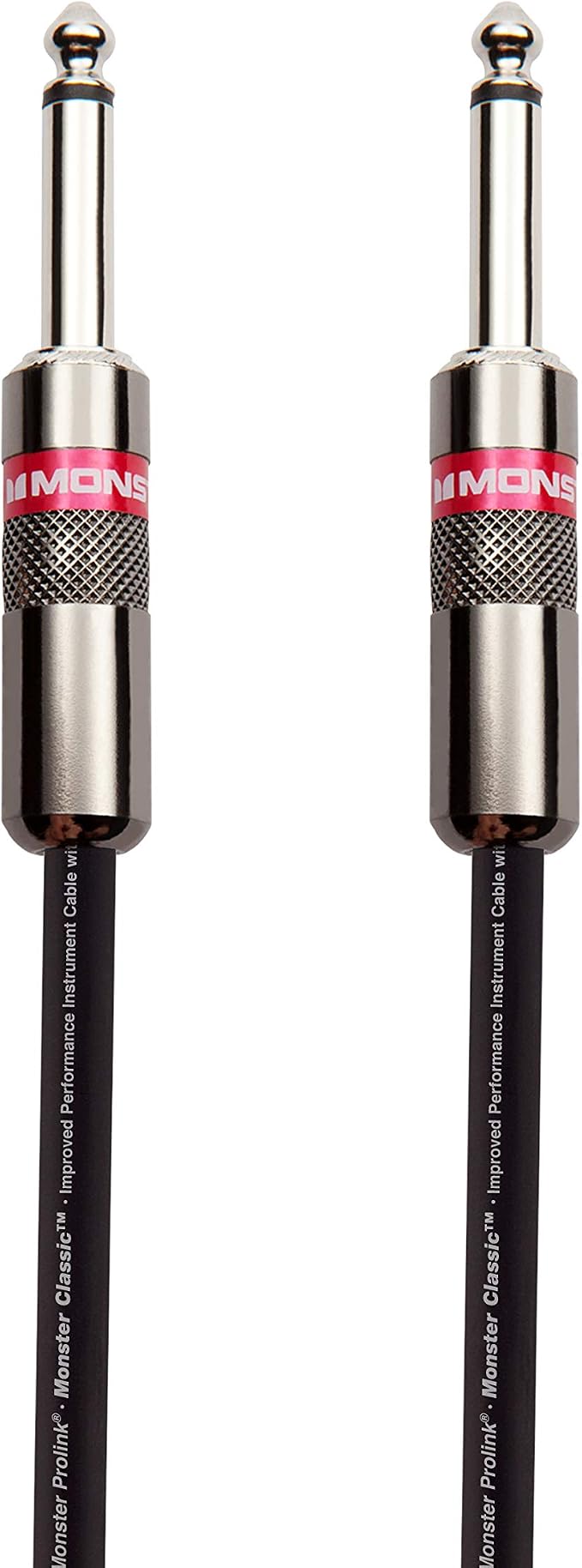 Monster Prolink Classic Instrument Guitar Cable - 12 ft Straight to Straight Instrument Cable. All Metal & Duraflex Outer Jacket. 90% Copper Braided Shield Monster Instrument Cable