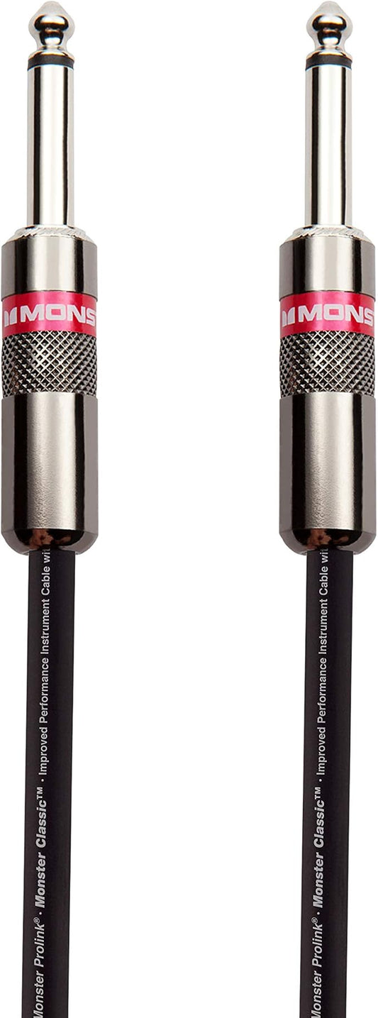 Monster Prolink Classic Instrument Guitar Cable - 12 ft Straight to Straight Instrument Cable. All Metal & Duraflex Outer Jacket. 90% Copper Braided Shield Monster Instrument Cable