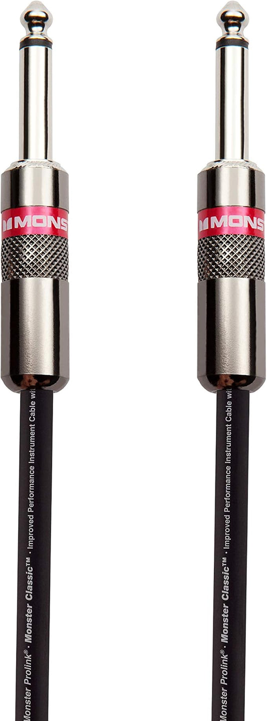 Monster Prolink Classic Instrument Guitar Cable - 6 ft Straight to Straight Instrument Cable. All Metal & Duraflex Outer Jacket. 90% Copper Braided Shield Monster Instrument Cable
