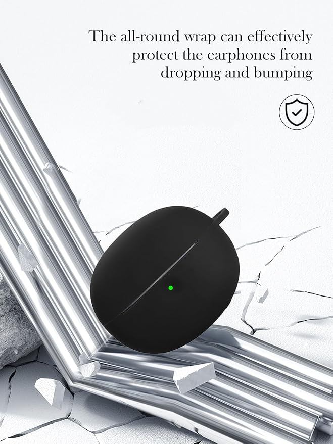 Case for Baseus Bowie MC1 Pro True Wireless Noise Cancelling Earbuds,Soft Protective,BOVUGAC Silicone Case Cover with Keychain & Cleaning Kit & Lanyard for Baseus Bowie MC1 Pro-Black